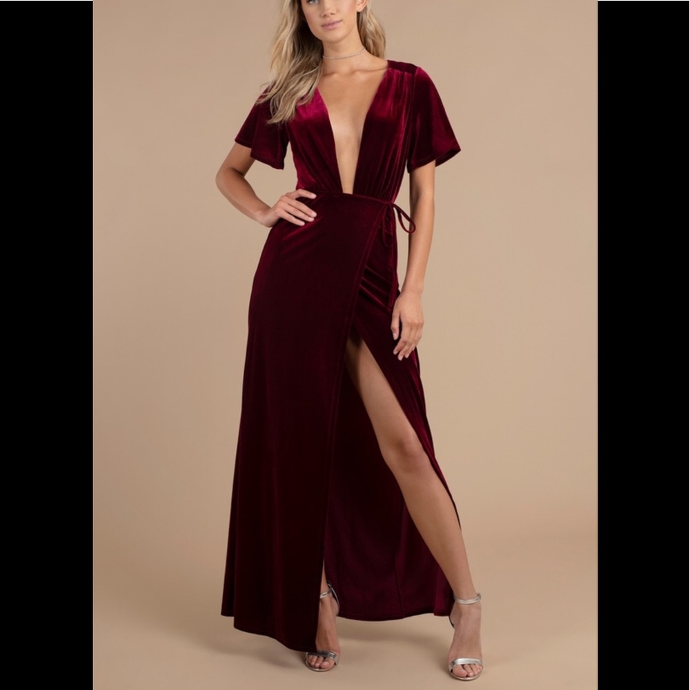 Red velvet dress